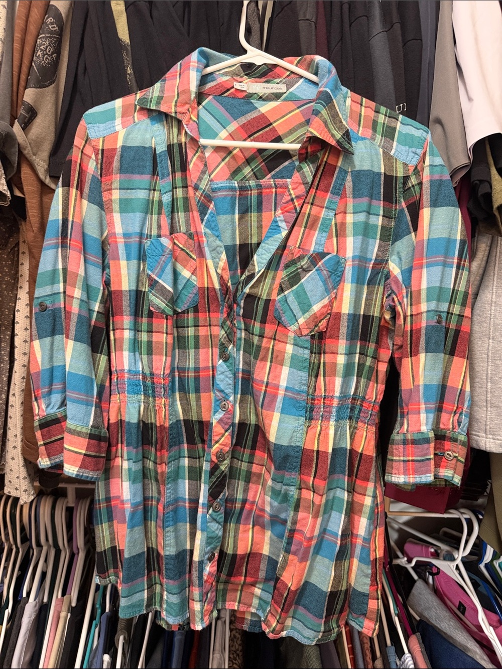 Plaid Button-Front women’s  Shirt - Multicolor